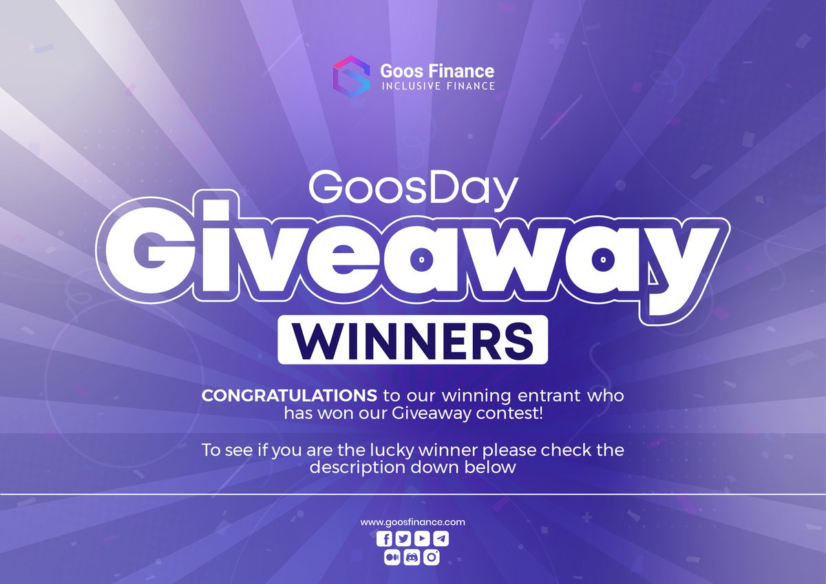🔥GOOS DAY WINNER ANNOUNCEMENT🔥

Congratulations for winning the GoosDay Giveaway.
50 Goos Tokens >> <a href="/Gustianwa1/">Huyy</a>

How to claim👉 tinyurl.com/3x7xzjc4  

Sign up with us today👇
🌐 goosfinance.com 
📞 t.me/GoosFinanceOff… 

#WINNER #Cryptos #Goosfinance