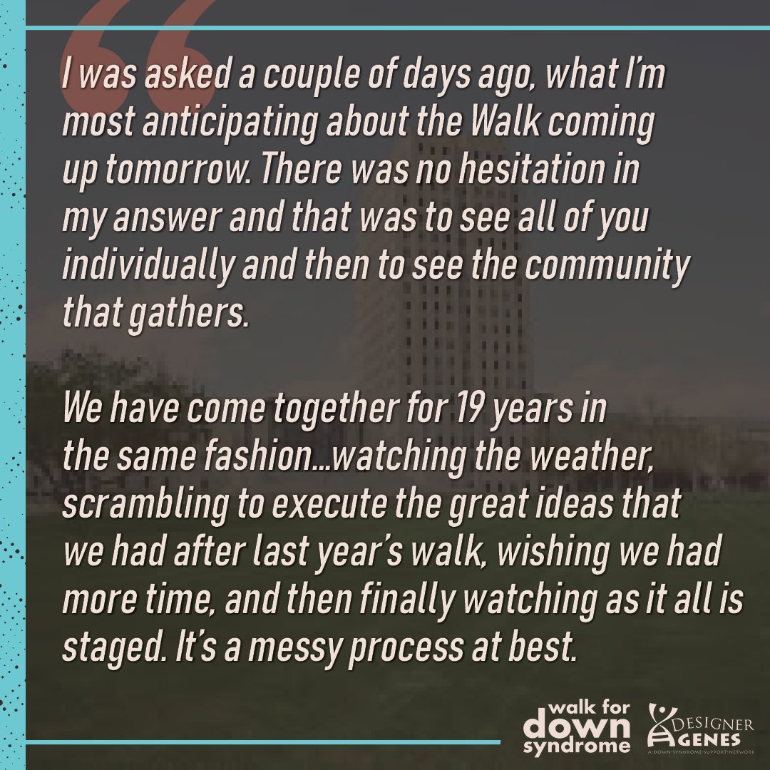 designergenesnd's tweet photo. A message from Roxane before tomorrow’s Walk for Down Syndrome: https://t.co/yEvmW51ns0