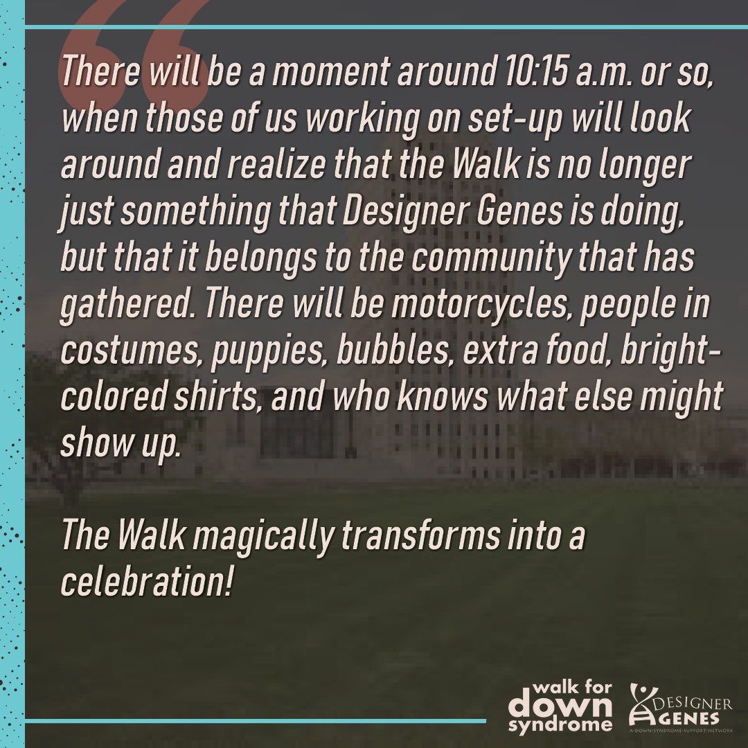 designergenesnd's tweet photo. A message from Roxane before tomorrow’s Walk for Down Syndrome: https://t.co/yEvmW51ns0