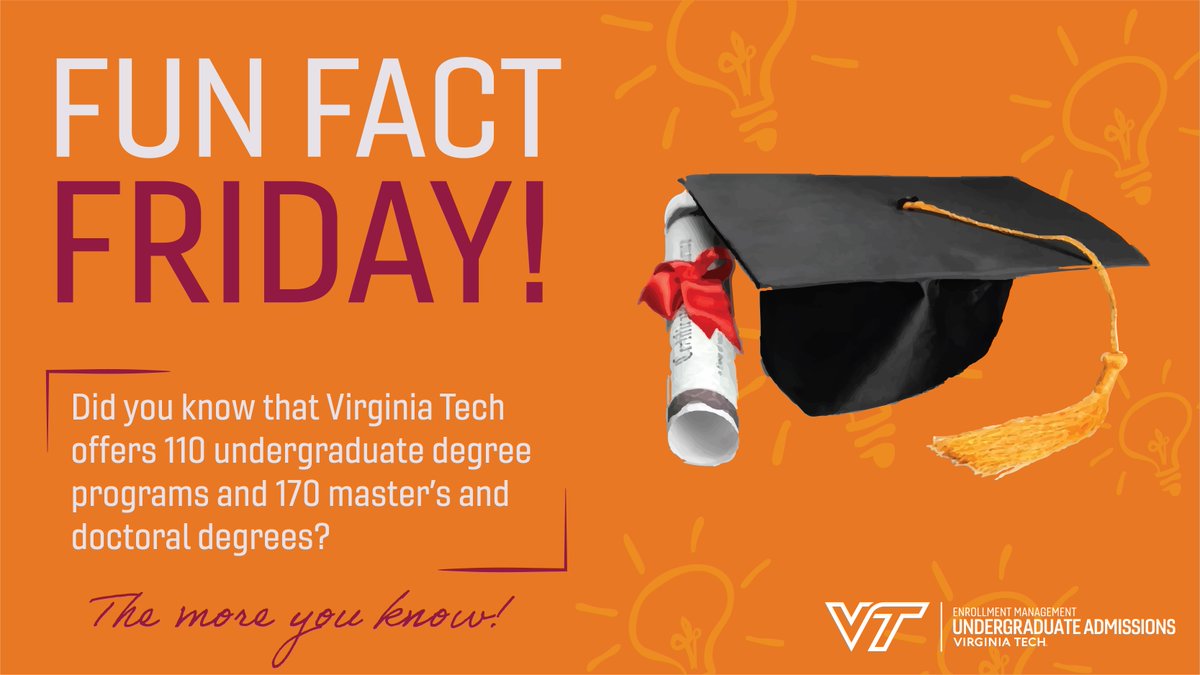FollowMeToVT's tweet photo. Happy Fun Fact Friday, Hokies!🎓 #WhyVT #VT27 https://t.co/CFqF3y3USP