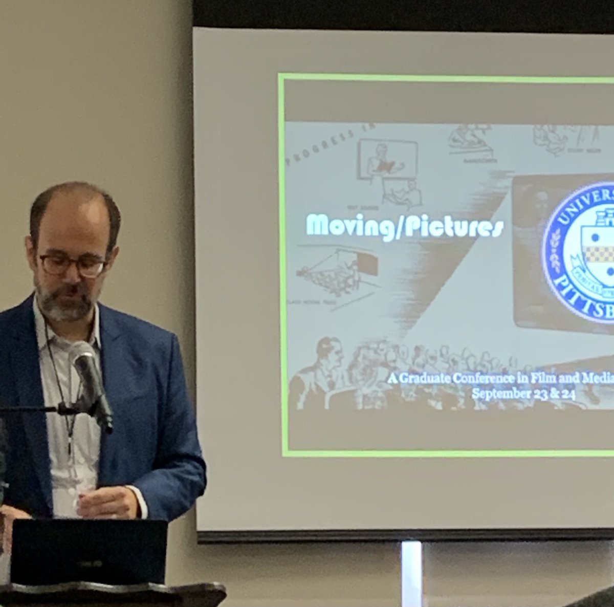 specialaffects's tweet photo. David Pettersen, Director of the Program in Film and Media Studies, reflects on such delights as 16mm film libraries and MST3K while also thanking the various individuals and institutions that made this conference possible https://t.co/ODdb7rhVOO