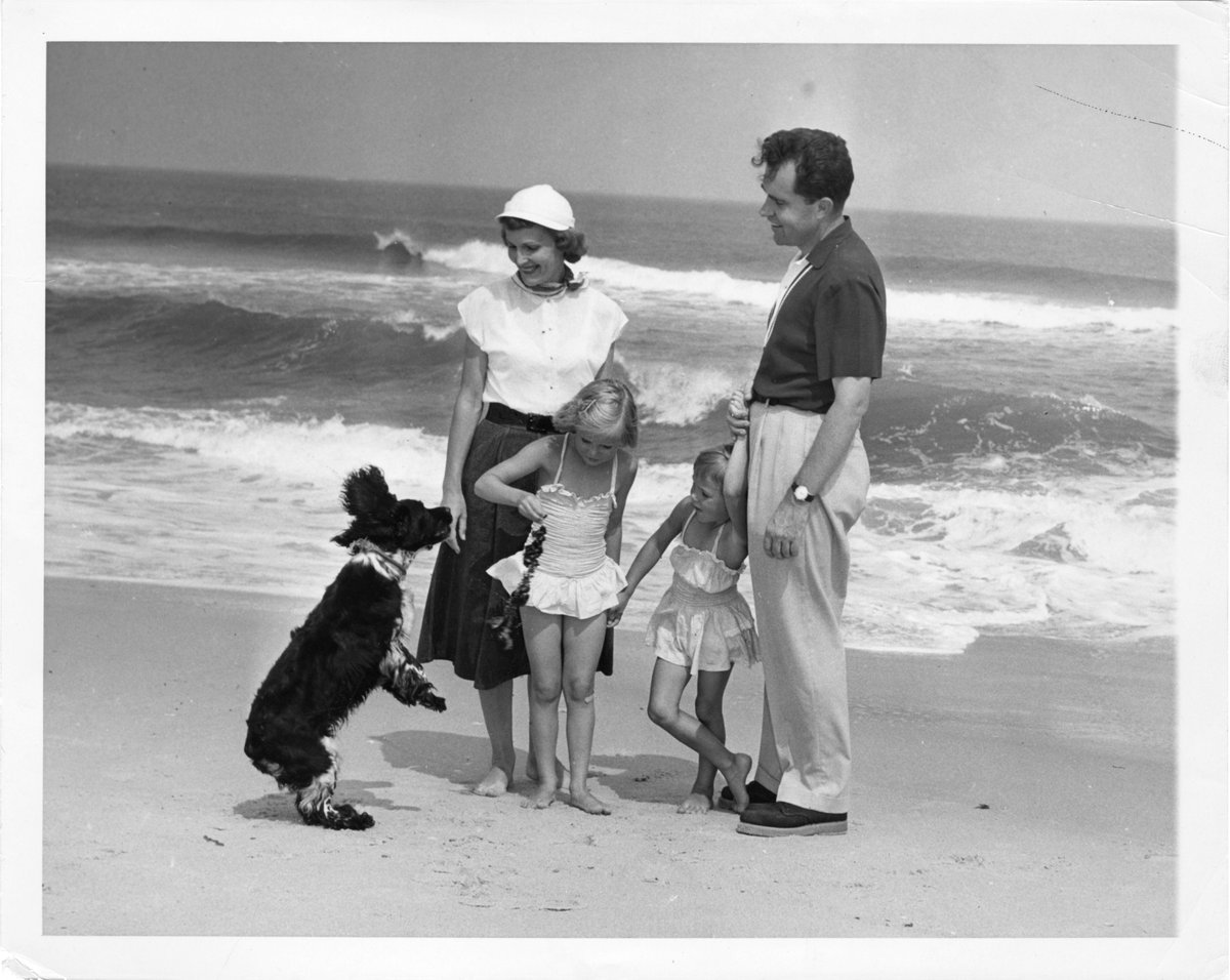 NixonLibrary's tweet photo. #OTD 9/23/1952 "And our little girl Tricia, the six year old, named it Checkers. And, you know, the kids, like all kids, love the dog, and I just want to say this, right now, that regardless of what they say about it, we're gonna keep it." (NAID 18558846) #CheckersDay
1/2 https://t.co/dXGUIzOVql