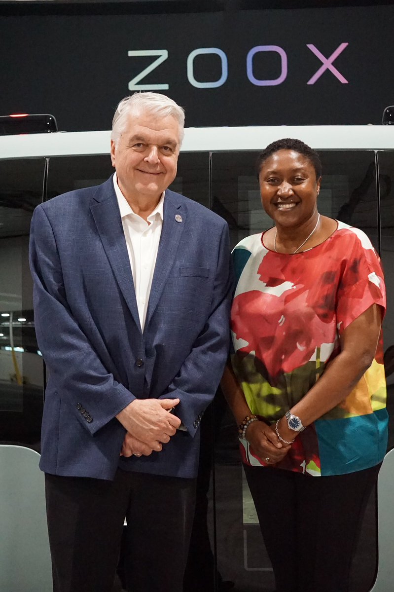 SteveSisolak's tweet photo. Welcome to the future, Nevada. It’s green!🛣️

Nevada is ready for bold, innovative solutions that will both protect our environment and create good paying jobs! Thanks for letting me stop by, @Zoox. I’ll see you on the road! https://t.co/X63dG3FTV2
