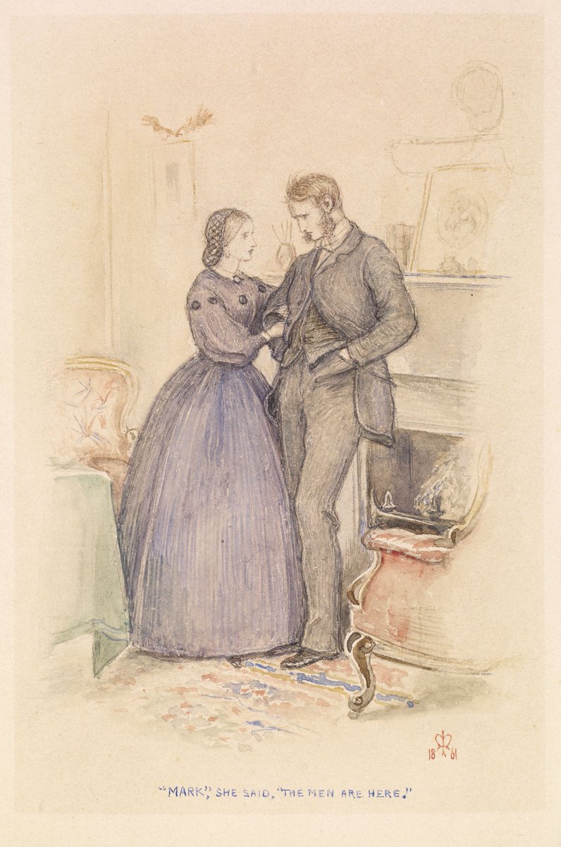 'Mark', she said 'The men are here' - by John Everett Millais, 1861. The scene depicts Fanny Roberts telling her husband that the bailiffs are at the door. A scene from Framley Parsonage by Anthony Trollope. dams.birminghammuseums.org.uk/asset-bank/act… #OpenAccess