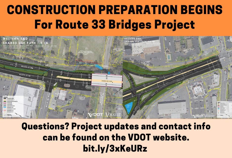 HarrisonburgVA's tweet photo. Tomorrow, VDOT is beginning construction preparation for the Route 33 (East Market Street) bridges project in Harrisonburg. See project page https://t.co/hrBPVs1U2E and press release https://t.co/v1sGzvb7Jz https://t.co/rq2ecpFK4h