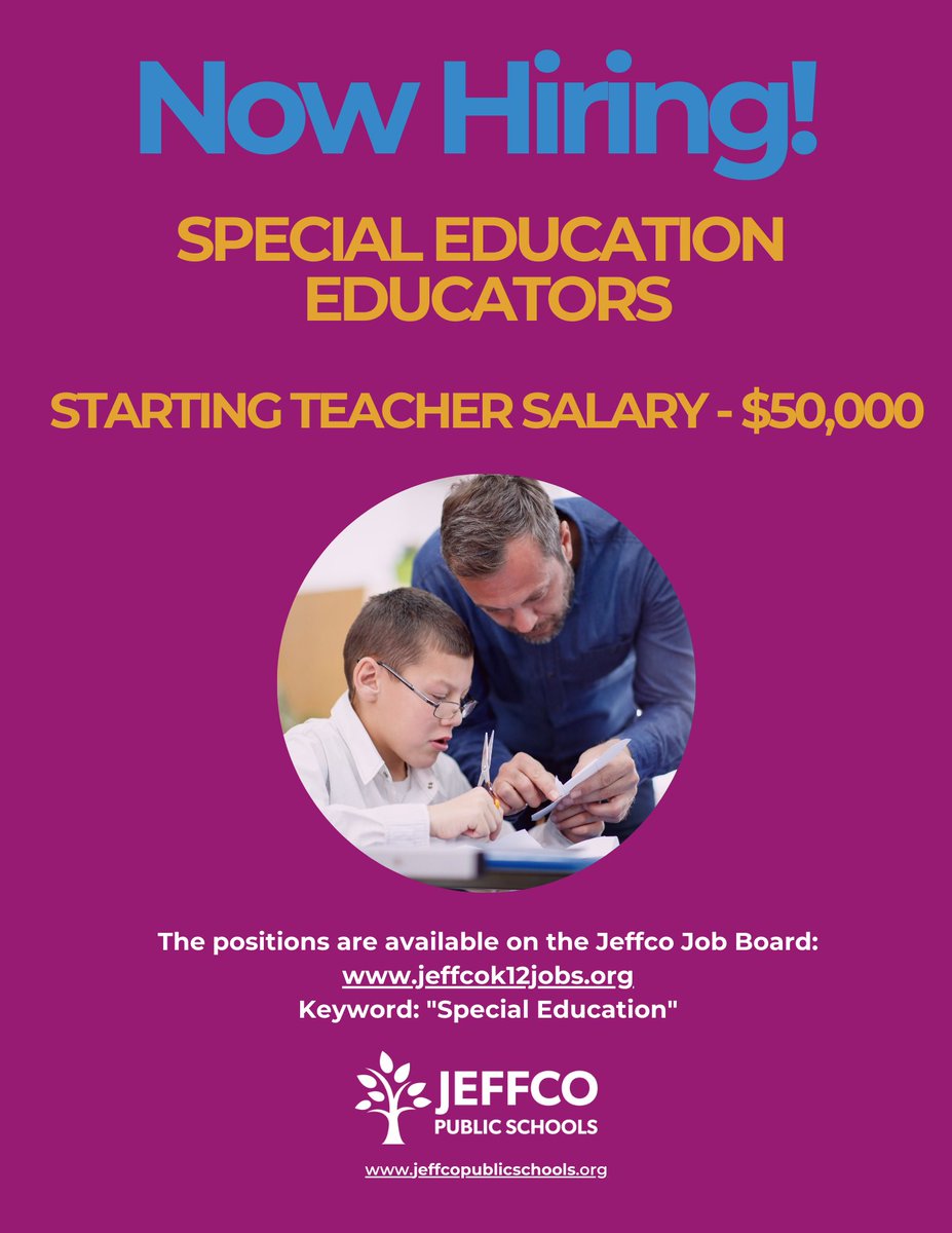 Are you passionate about supporting students within a Special Education setting? Apply now to join our amazing school district! Teacher salaries now start at $50,000!