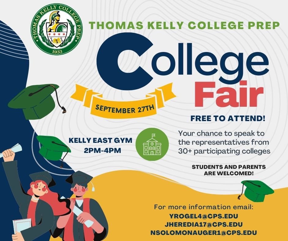 We are a few days away from @ThomasKelly_HS‘s College Fair. We will have over 35 Colleges and Universities ready to meet our <a href="/ChiPubSchools/">CPS - Chicago Public Schools</a> students and their families! #makingcollegereal #kellygoestocollege #kellyPRIDE
