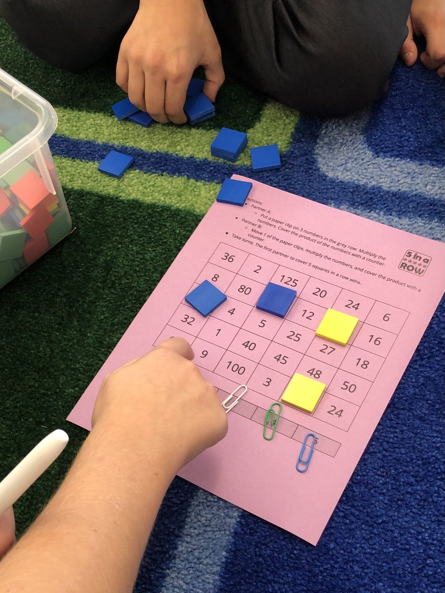 dahazel77's tweet image. Then, I went to 5th grade and Ms. Andrade’s class was playing another version of 5 in a Row. This is one of the great things about @IllustrateMath—the same games are used at many grade levels.