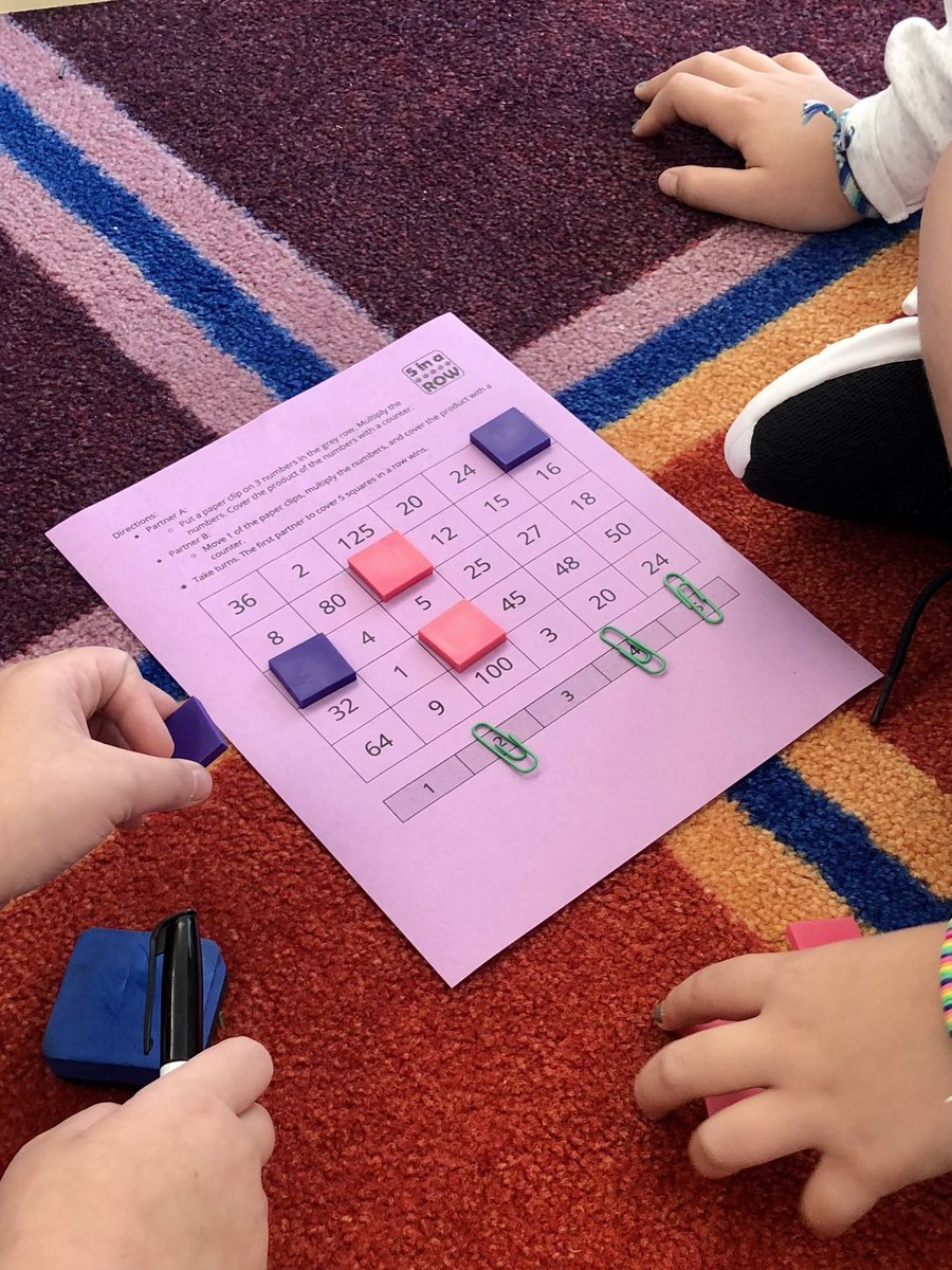 dahazel77's tweet image. Then, I went to 5th grade and Ms. Andrade’s class was playing another version of 5 in a Row. This is one of the great things about @IllustrateMath—the same games are used at many grade levels.