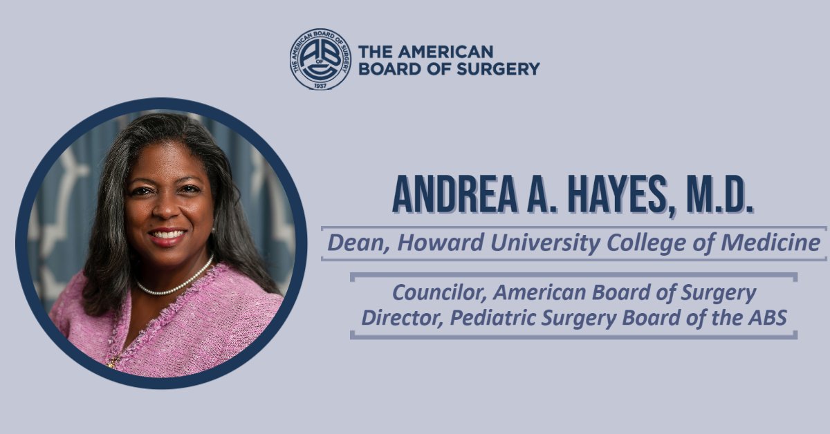 AmBdSurg's tweet photo. Congratulations to ABS Councilor &amp; #PSBABS Director @AndreaHayesMD on her appointment as dean of @HowardUniv College of Medicine! This appointment makes Dr. Hayes the first Black woman to serve as dean of Howard's College of Medicine @HUDeanMed - https://t.co/XULiK4SOue https://t.co/Pi8hVNFbQx