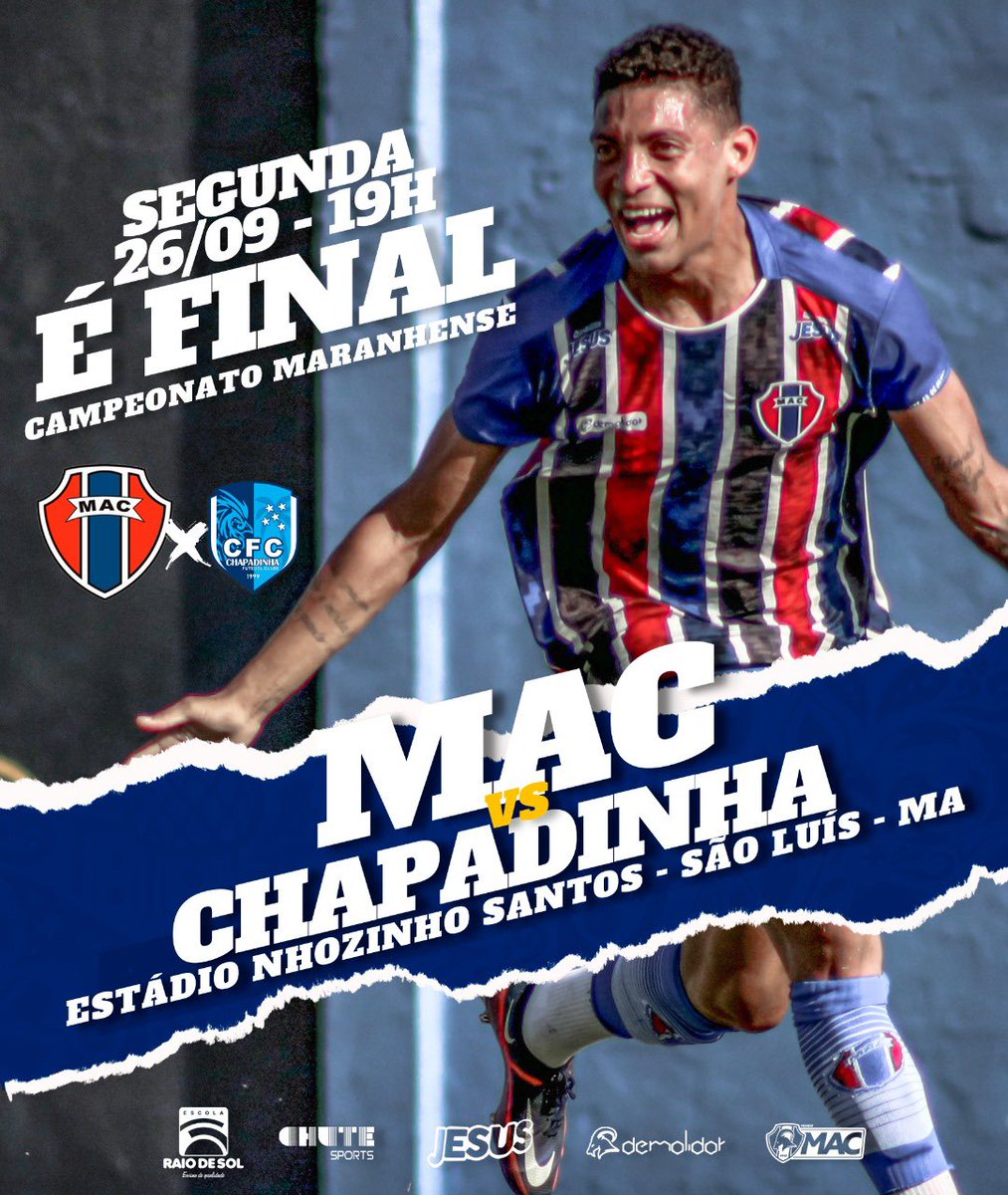 É a final, torcida quadricolor! O momento mais aguardado da temporada chegou! 
Mac vs Chapadinha, é nesta segunda, às 19h no estádio Nhozinho Santos, em São Luís-MA. 
Precisamos comparecer em peso neste dia, e contamos com cada um de vocês. 
Vista sua camisa, traga sua família!