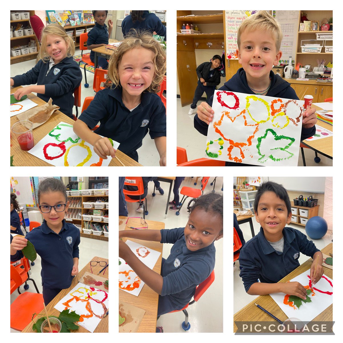 MrsWhaley_'s tweet photo. #AutumnLeaf #PrintArt! 🎨🍂We had so much fun collecting leaves, mixing #PrimaryColours to make #SecondaryColours and #PrintMaking with paint and God’s creations. #HCDSBVisualArts @HCDSB @StPaul_CES https://t.co/P4gMJLDOWZ