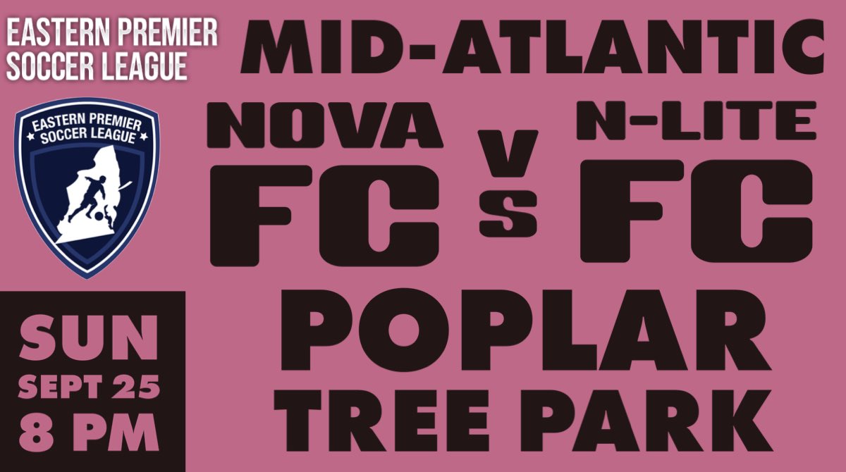 timharvFC's tweet photo. The @EPSLsoccer Mid-Atlantic Game of the Week features @NovaFc vs. @NliteF in a battle of unbeatens. N-Lite (1-0-1) is coming off a 1-0 victory over @columbiafcmd last Sunday while NoVa (1-0-0) won their opener against @GroveSoccerUtd two weeks ago. https://t.co/Ae3DZ7Gysk