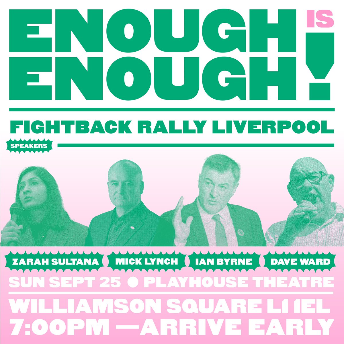 🚨 LIVERPOOL 🚨

Join us on Sunday for a rally to build for the October 1st Day of Action

It’s time to say #EnoughIsEnough 👊

Register here: eventbrite.com/e/enough-is-en…
