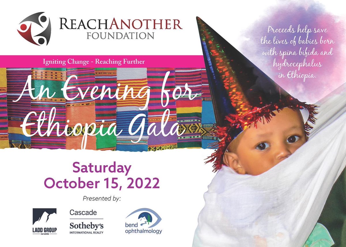 reachanother's tweet image. You're invited! ReachAnother's annual Evening for Ethiopia Gala event is Saturday, October 15 at the Unitarian Universalist Fellowship of Central Oregon in Bend. Join us for a magical night to support a good cause. 
Be sure to purchase your tickets today! reachanother.org/2022-gala/