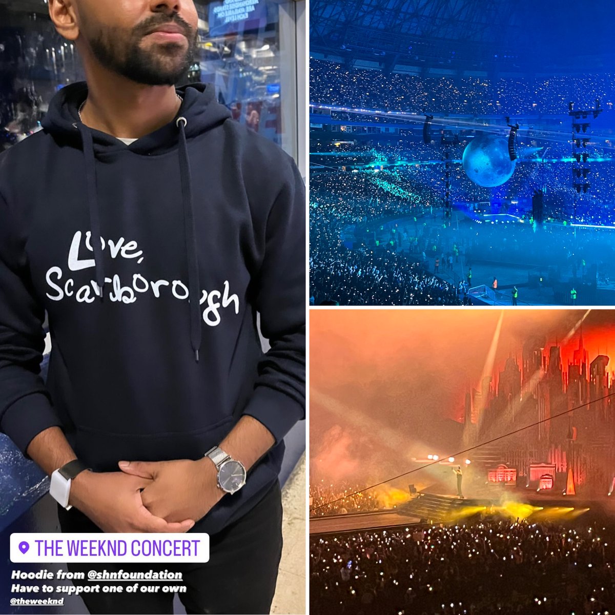 SHNFoundation's tweet photo. Scarborough supporting Scarborough! 💯

Shoutout to Mehadi for reppin' #LoveScarborough during Scarborough's very own @theweeknd's concert! Thank you for your support and for showing love to our campaign during his sold-out show at Rogers Centre. ❤️ https://t.co/e9MLUhTTQ8
