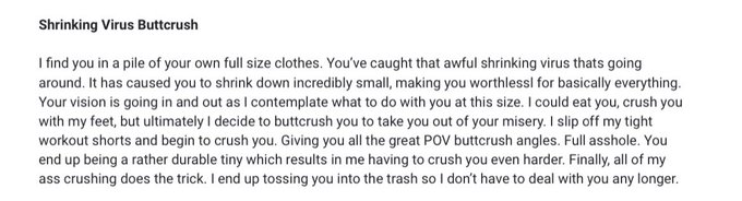 Tonight&rsquo;s Friday send out!! #sizefetish #sizetwitter #giantess https://t.co/fD54LpcgIO<a href="/tag/sizefetish"class="tags">#sizefetish</a><a href="/tag/sizetwitter"class="tags">#sizetwitter</a><a href="/tag/giantess"class="tags"><span>#giantess</span></a>