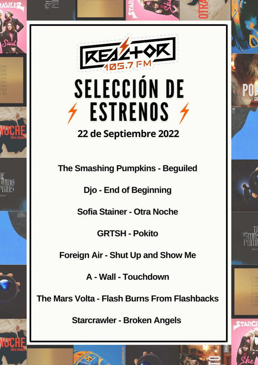 Les compartimos las canciones que escucharon este jueves 22 de septiembre en la #SelecciónDeEstrenos de Reactor 105 🆕🎵