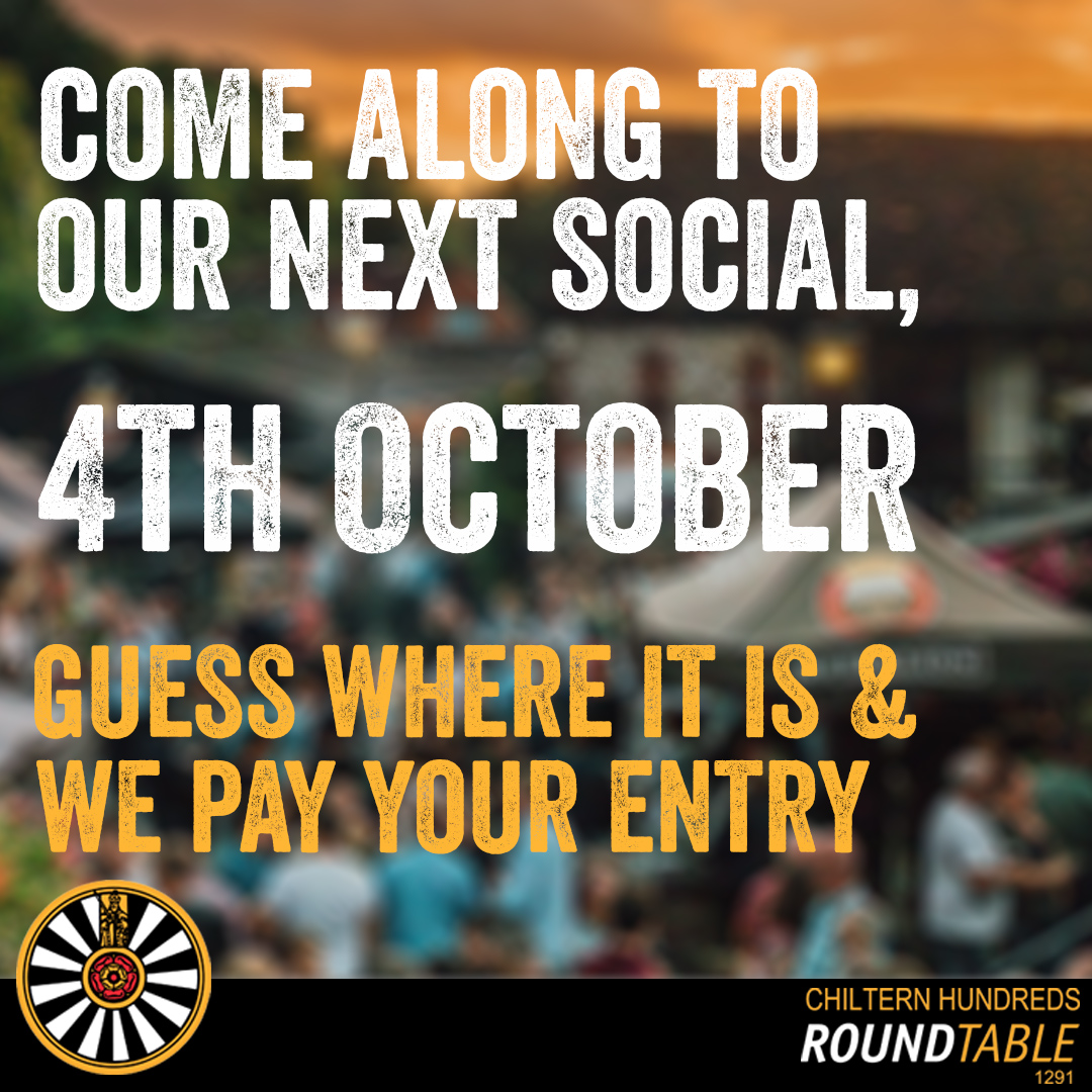 Chiltern100sRT's tweet photo. Men 18-45, join us at our next social on 4th October. Figure out where we're going and we'll pay for your entry (look for the clue!) Have a laugh and a beer, and if you enjoy yourself and want to know more about round table, then we can do that too! More: https://t.co/NUPrqciVCr https://t.co/gPjxoWCOjf