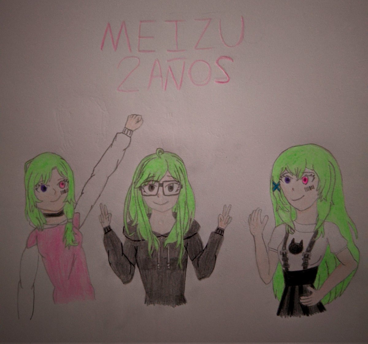 Darien_Ocelotl's tweet photo. Para celebrar el aniversario de 2 años de Mei, aquí hice este fan art chafa de los 3 avatares Mei #meizuart https://t.co/pulJuZI3Pw