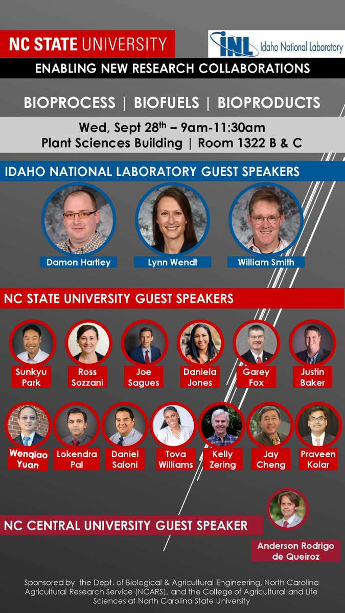 NCState_BAE's tweet photo. #BAEpack hosting series Enabling New Research Collaborations in partnership @NCStateEngr @NCStateCALS @INL & NC Agricultural Research Service on 9/27 & 9/28. Learn more #bioprocessing #biofuels #bioproducts #aganalytics & #sustainability from guests & @NCState faculty. ๐ฑ๐ ๐๐ https://t.co/XmOU4PL8HQ