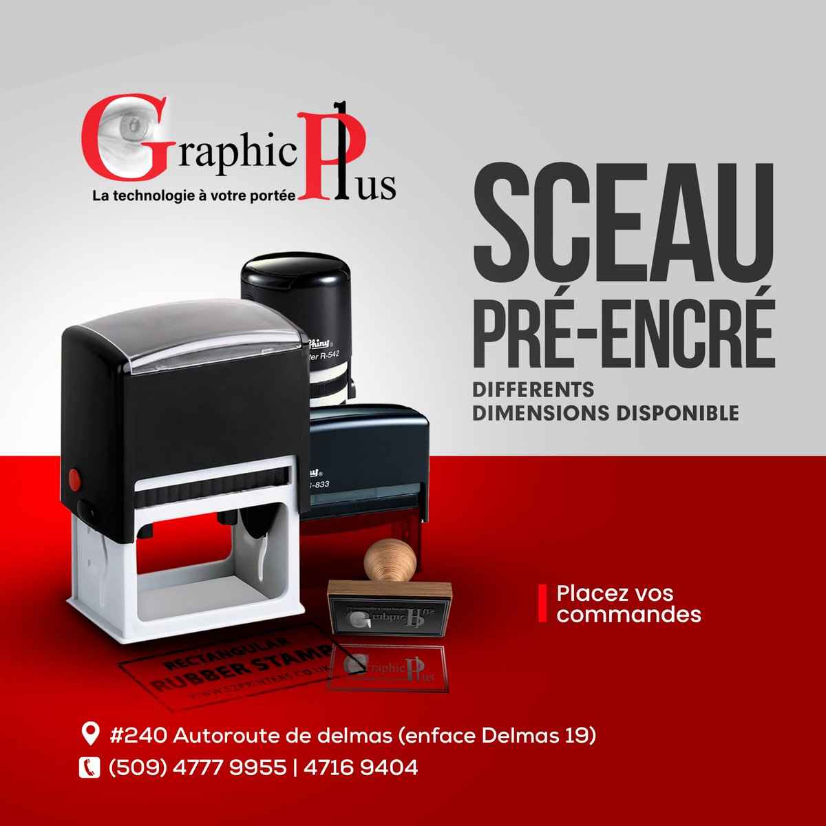 GraphicPlusHT's tweet photo. Contactez-nous: (+509)28185040 / 28115040
#3, Delmas 60, Petion Ville, Haiti
.
.
#Sceau #SceauPréEncré #Concept #Conception #authentic #GraphicPlus #GraphicPlusHaiti 
#Graphic #GraphicDesigner #Graphicdesign #GraphicPlussengageToujoursàRespecterSesValeurs https://t.co/A5kaEOMSUa