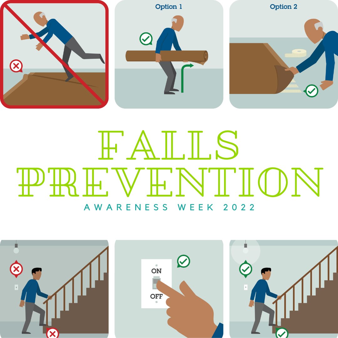 CityofShawneeKS's tweet image. #FallPreventionWeek Tips!

🚧 Remove or tape down loose rugs

💡 Turn on lights before using the stairs

Place nightlights between the bedroom 🛌 and bathroom 🛁

✋Make sure your have handrails on both sides of stairways🤚

💻 Find out how we can help at cityofshawnee.org/safesenior