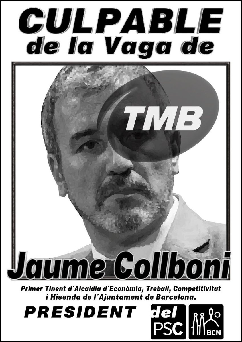 Aquí teniu al culpable de la vaga indefinida de Bus a Barcelona. Es diu <a href="/jaumecollboni/">Jaume Collboni</a> i prefereix ser part del problema i no de la solució.

Quan no funcionin els busos per la vaga, mireu al <a href="/pscbarcelona/">PSC Barcelona/♥️</a>