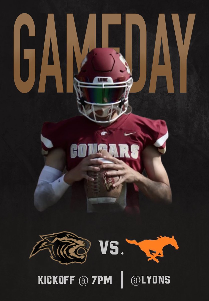coug_crew's tweet photo. Our football boys play at home tonight as they verse the Stanton Mustangs. Make sure you come and cheer them on. 

📍Lyons 
🆚Stanton Mustangs
🕕7:00pm 
📺 https://t.co/vy0N5Srwwb
THEME: USA 🇺🇸 ❤️💙🤍 https://t.co/ZZuPK6Kv8c