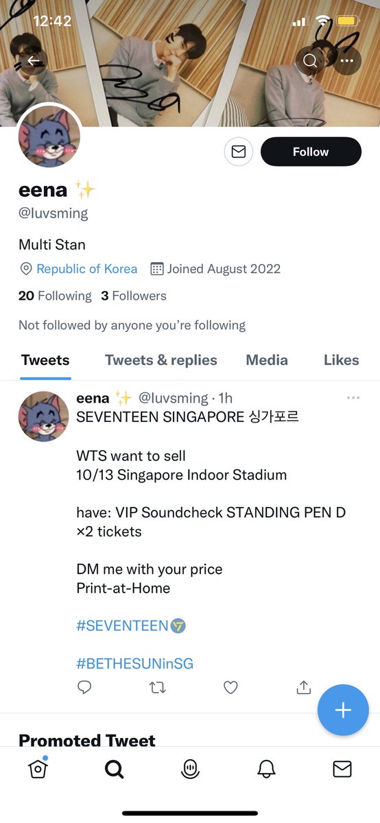 [help rt] SCAM ALERT⚠️🚨 
AGAIN! *check latest tweet* and now this scammer is selling VIP tickets also🤡 PLEASE BE CAREFUL DEAR CARATs! And this person likes to “copy” others’ account by using the same pp/bio. DON’T BUY FROM THIS ACCOUNT, REPORT ⚠️

#BETHESUNinSG WTS WTB