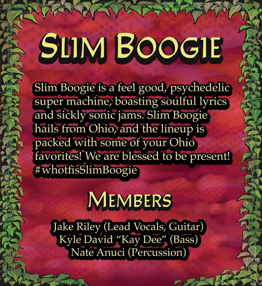 homesteadfesty's tweet photo. 💡Artist Spotlight💡 SLIM BOOGIE is here you guessed it, to boogie 🤙
Tickets: https://t.co/iwc6gJRqaS

#homestead #slimboogie #homesteadmusicfest #homesteadmusicfest #jam #reggae #livemusic #rock #singing #guitar #bass #drums #ohio #ohiomusic #camping #festival #nico #hoothoot https://t.co/7h4qyypfNI