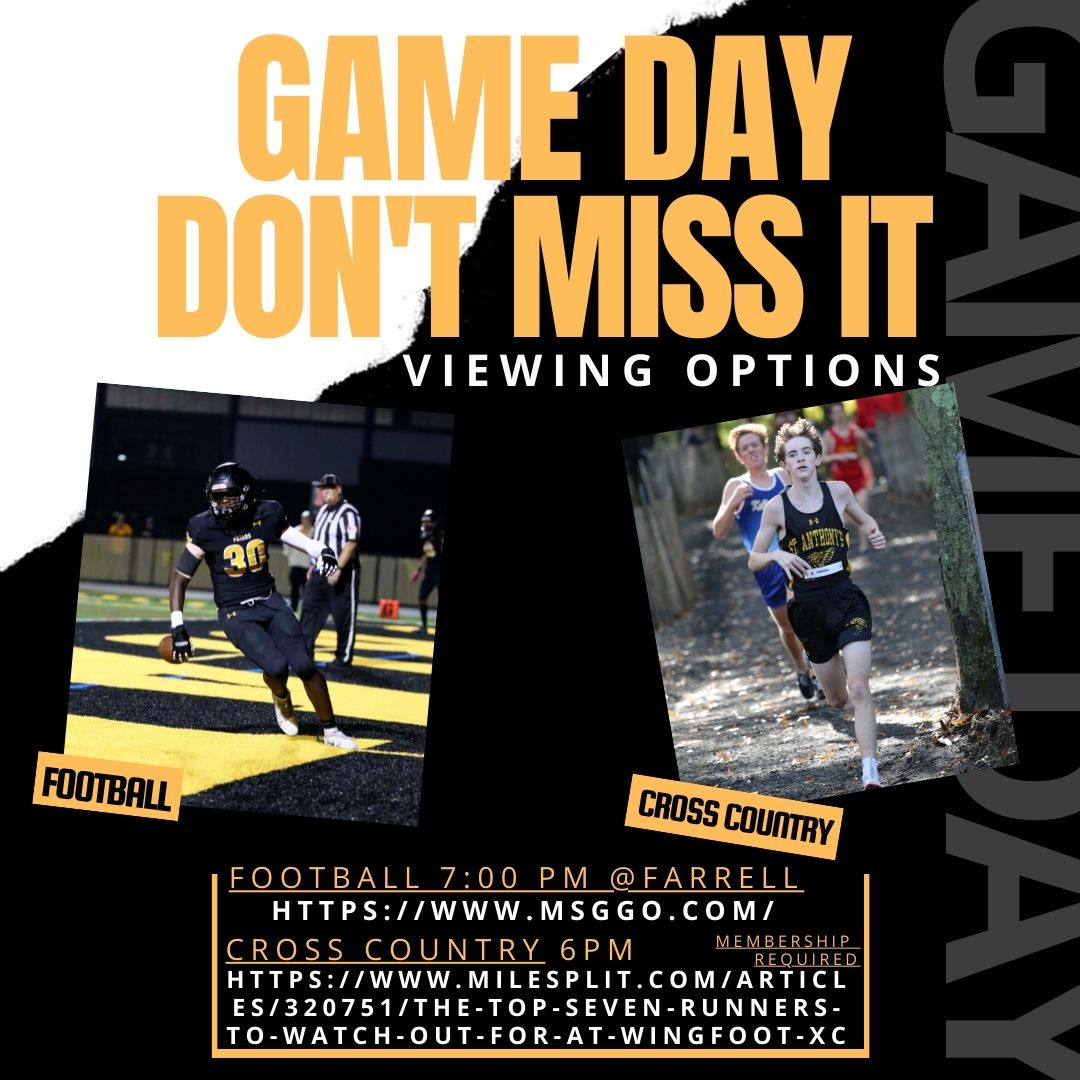 StAnthonysAth's tweet photo. Great day to be a Friar! Support your teams up close or at home. #LETSGO #LETSGETONE @stantsgvs @sahs.boys.xctf @stanthonyste @saintanthonystennis @safriarfootball.
Today's Football tickets are SOLD OUT
#viewingoptions @msgnetworks @milesplit https://t.co/Tcozd7O8iC