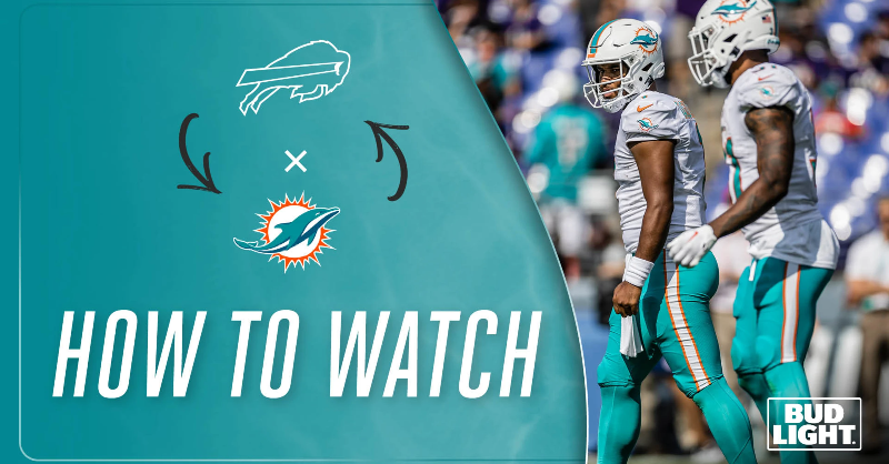 MiamiDolphins's tweet photo. We're back at @HardRockStadium this week! 

Here's everything you need to know on how to watch, listen, and livestream #BUFvsMIA 📺⤵️ @BudLight