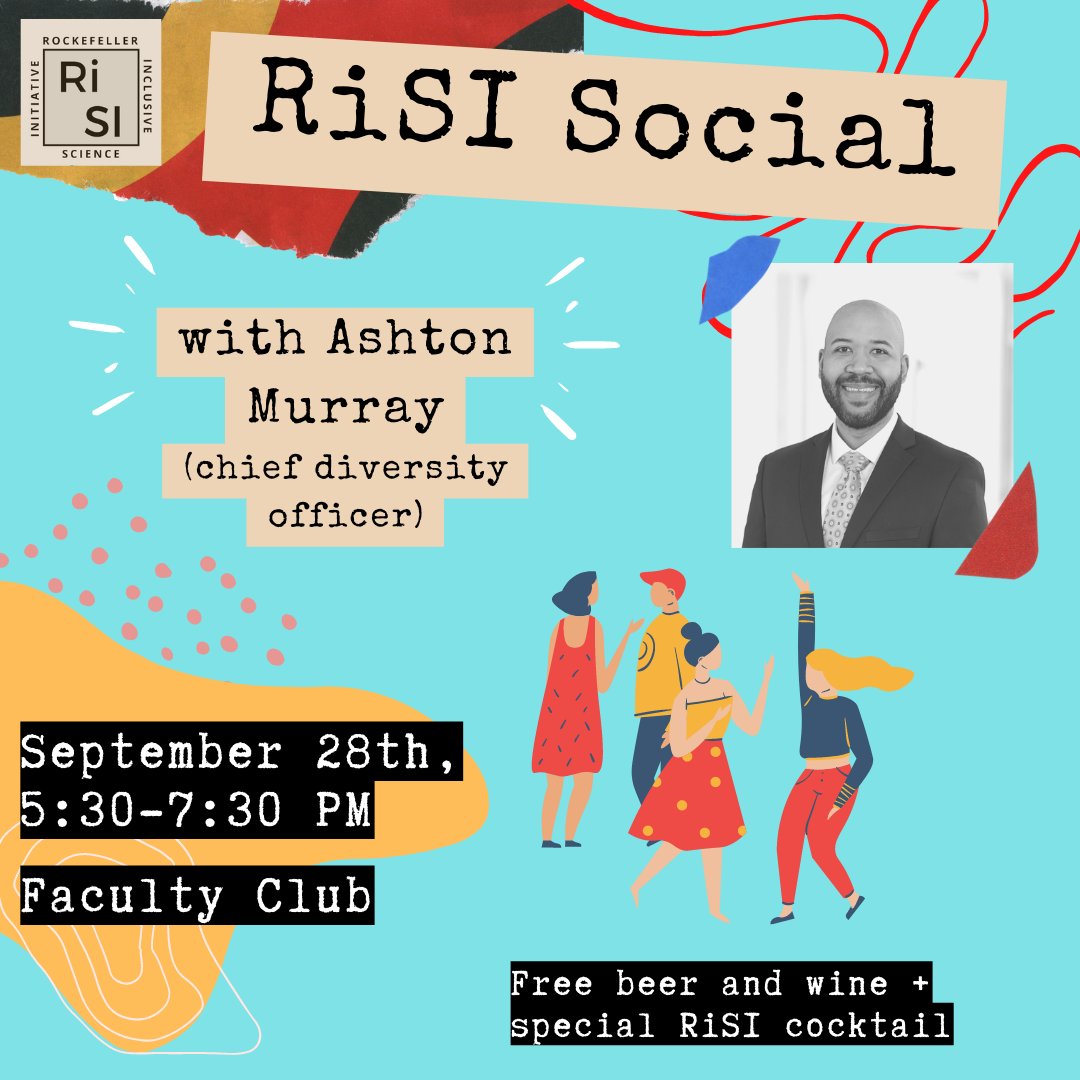 ru_risi's tweet photo. Come join us at our social with Rockefeller's Chief Diversity Officer, Ashton Murray on Wednesday September 28th from 5:30pm-7:30pm at Faculty Club! https://t.co/6C9VJBP1de