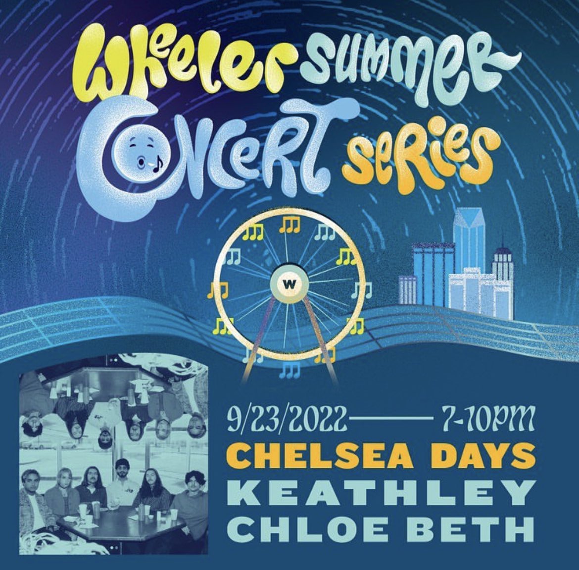 TONIGHT! It’s the final concert of the season. Grab your picnic blanket and come hang under the glow of the Ferris Wheel lights. 

✨Food trucks
✨Pop-up shops
✨Live music