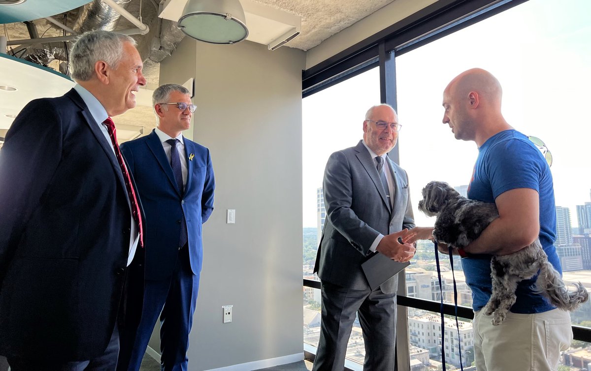 Lloyd Doggett (@replloyddoggett) on Twitter photo Here now at <a href="/CapitalFactory/">Capital Factory ⚙️</a> with <a href="/JoshuaBaer/">Joshua Baer ⚙️</a>, together greeting President of Estonia <a href="/AlarKaris/">Alar Karis</a> and the team at <a href="/eyevi_tech/">EyeVi Technologies</a> with a warm (and dog-friendly) Austin welcome! Here now at <a href="/CapitalFactory/">Capital Factory ⚙️</a> with <a href="/JoshuaBaer/">Joshua Baer ⚙️</a>, together greeting President of Estonia <a href="/AlarKaris/">Alar Karis</a> and the team at <a href="/eyevi_tech/">EyeVi Technologies</a> with a warm (and dog-friendly) Austin welcome!