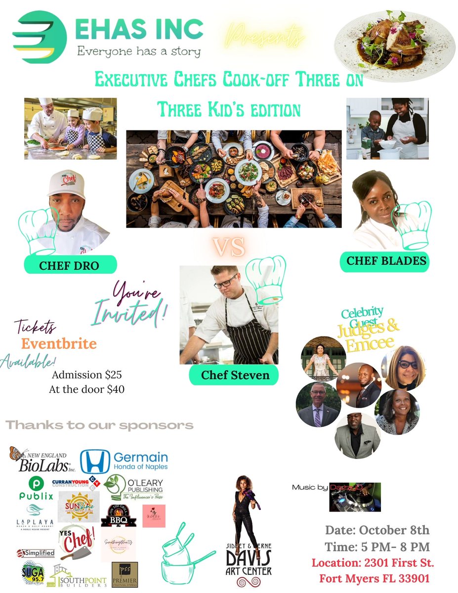 EhasInc's tweet photo. Interested in watching healthy competition? Join us on October 8th for the Youth Cooking Competition! This is a great experience to develop cooking skills as well as to get some tips from professionals! Only 60 tickets left! https://t.co/R9dn9TfNlm