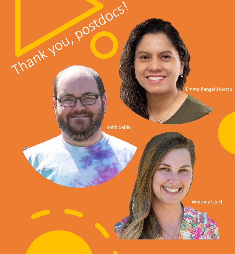 Happy #NationalPostdocAppreciationWeek to the Gibson Lab postdocs: @kzsabin @WhitneyLeach_ and @EmmaRangelH. 
Thank you for your amazing contributions to research and for being incredible mentors in the lab. We appreciate you everyday! #NPAW2022 #postdocs #biology @ScienceStowers