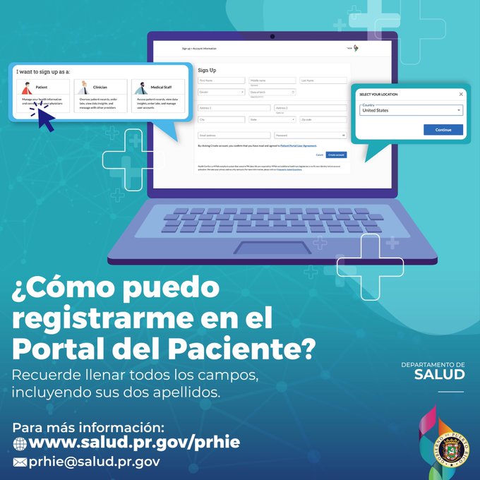 DSPRHIE's tweet photo. Continuamos con la integración de Instituciones al Puerto Rico Health Information Exchange. 
¿Ya te registraste al Portal de Pacientes? 
Si aún no te has registrado puedes hacerlo a través del siguiente enlace: https://t.co/dw8h43wPG9
#prhie #interoperabilidad #salud https://t.co/erUwyMLYm8