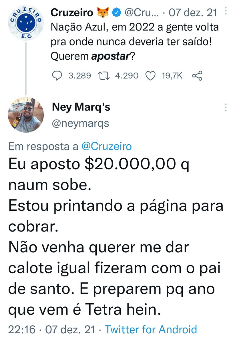 <a href="/cruzeiro/">Cruzeiro 🦊</a> manda logo esse pix q o <a href="/neymarqs/">Ney Marq's</a> tem q depositar isso rápido!! São 20.000 uai