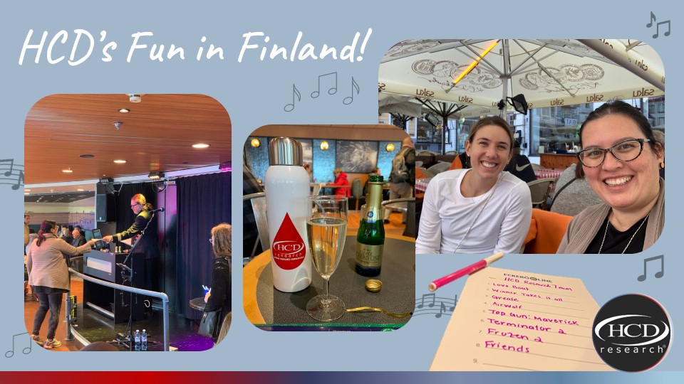 HCDResearchInc's tweet photo. πΆAfter a successful time at #EuroSense2022, HCD had a lot of fun exploring Finland together. Allison Gutkowski and Michelle Niedziela, PhD even had a chance to compete in (and win!) some music trivia.
Congrats to our favorite world-travelers!
#music #champion #TheHCDDifference https://t.co/rqI7q0HGGh