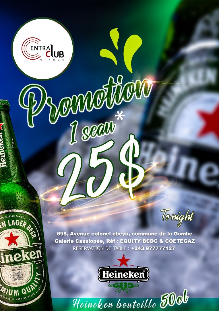 central_clu's tweet photo. Promotion 10 bouteilles heineken chez #CENTRAL_CLUB à 25 $ 🍾🎉 https://t.co/c83VRC7wmD