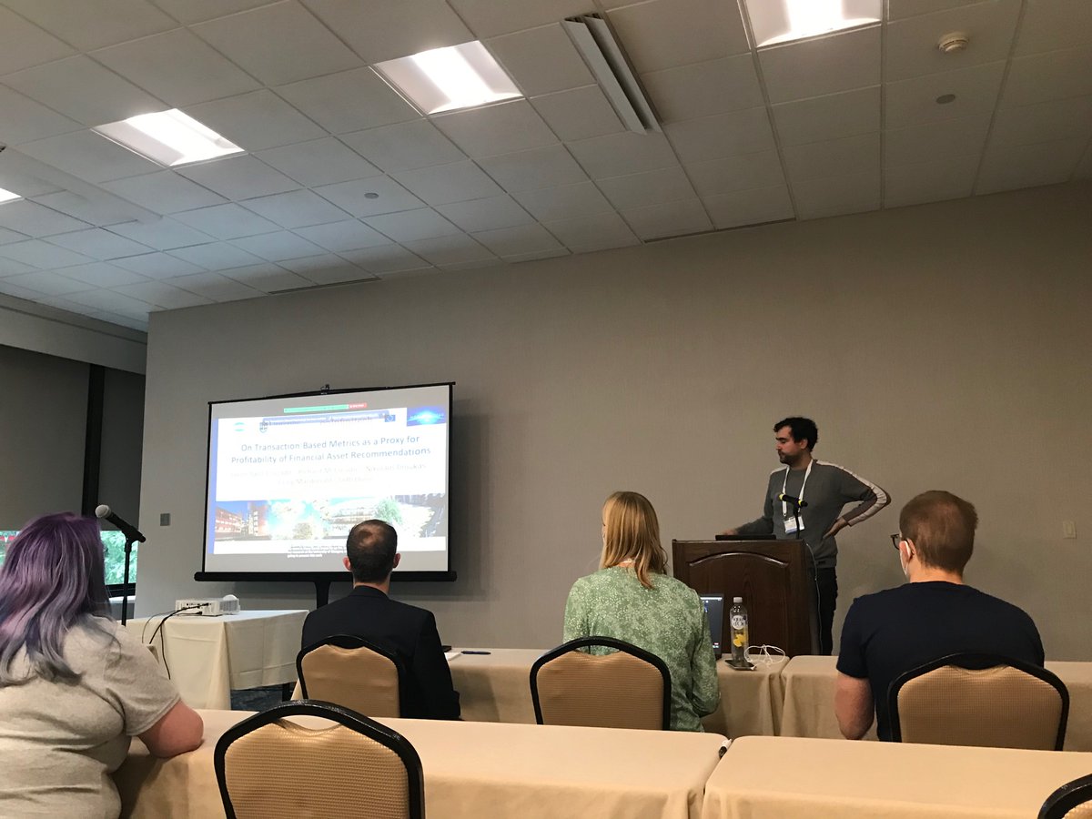 Now <a href="/JavierSanzCruza/">Javier Sanz-Cruzado</a> presenting his work “On Transaction-Based Metrics as a Proxy  for Profitability of Financial Asset Recommendations” with <a href="/richardm_/">Richard McCreadie</a> , <a href="/craig_macdonald/">Craig Macdonald</a> , <a href="/iadh/">Iadh Ounis</a> and Nikos Droukas at the #Finrec <a href="/FinrecW/">FinRec ws@ACM RecSys 2022</a> at #RecSys2022