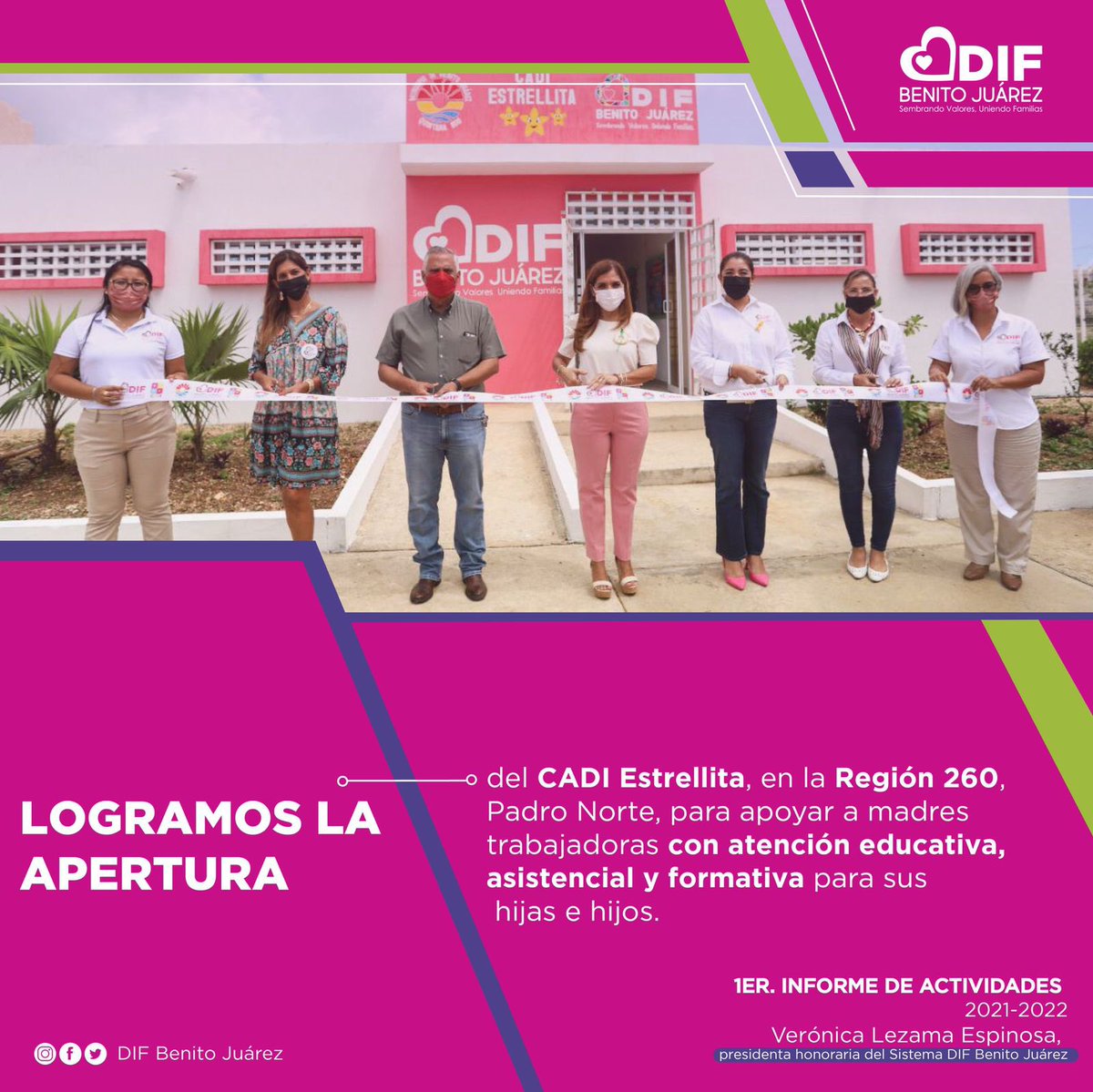 DIF_Cancun's tweet photo. Para brindar más oportunidades de un futuro mejor a niñas y niños benitojuarenses, logramos la apertura de nuestro Centro Asistencial de Desarrollo Infantil, en la Región 260, Prado Norte. 🏫 ❤️ https://t.co/2rJsPEPMyY