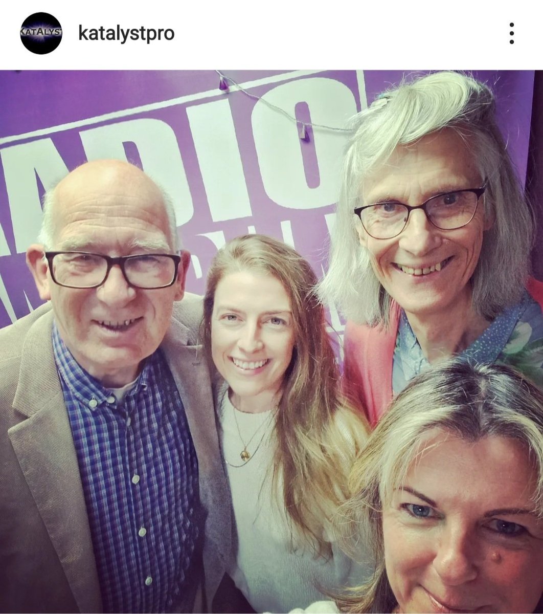 KatAlystpro's tweet photo. Lovely team picture of @bennett_georgie and #paulmanuel with Leslie Tate @RadioDacorum on Thursday for a radioplay recording of Meet Me at the Nightingale by @LauraSociety https://t.co/uSdn9patmr