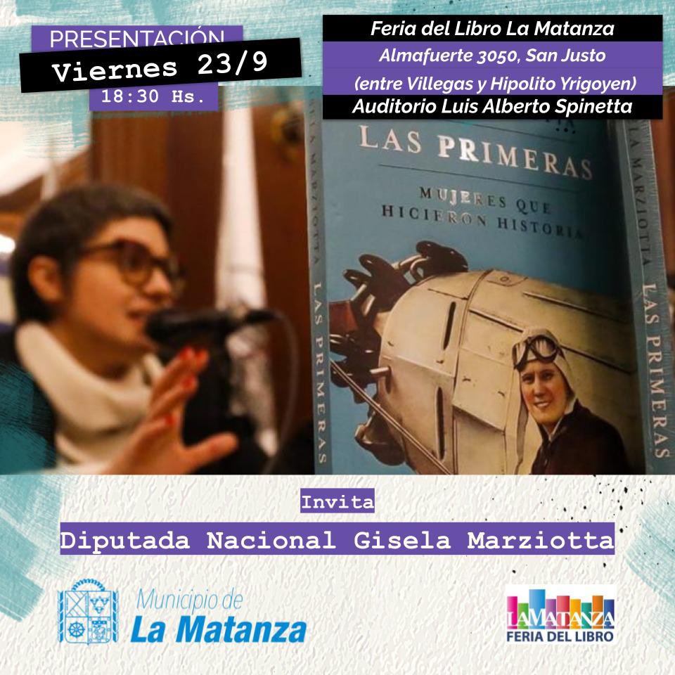 Peronismociudad's tweet photo. HOY | Gisela Marziotta presenta #LasPrimeras en la feria del libro de La Matanza.
🗓23/09
⏰18:30hs
📍Almafuerte 3050 (San Justo), Auditorio Luis Alberto Spinetta https://t.co/9O1p7UBaDp