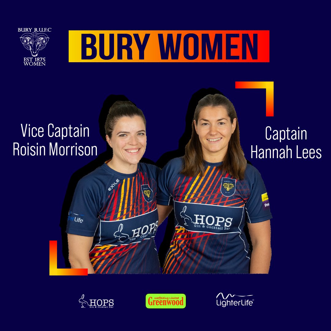📢2022/23 Season Captains

We are pleased to announce Hannah Lees is our Captain for the second season, and she will be joined by newly appointed Vice Captain <a href="/MsMozzo/">Roisin</a> 🎉

#womensrugby #rugby #bury #uptherams #captain #vicecaptain
