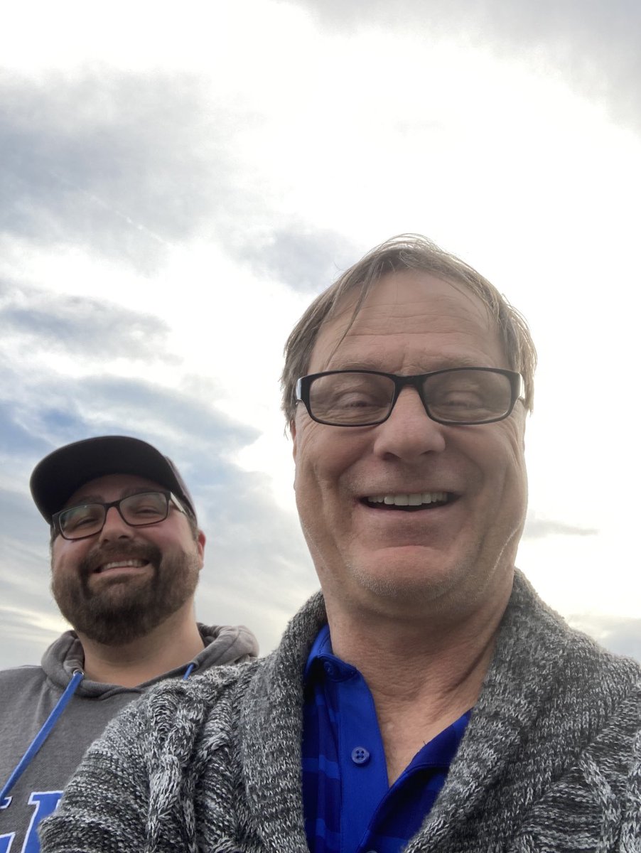 joemcochran's tweet photo. The sports team is still together!  Joe Cochran with the broadcast and Adam Bullis on camera directing and producing  at Lakeview high school it must be football Friday Rock-n- Roll https://t.co/CkiT8KDAVR
