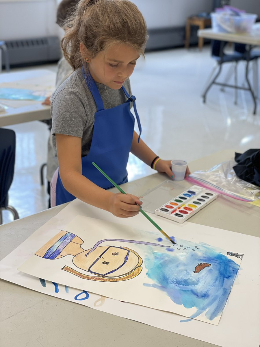 Second grade <a href="/IndianTrailScho/">Indian Trail School</a> students enjoyed creating underwater self-portraits with dreamy watercolor backgrounds! 🤿💦#112leads #d112teachers