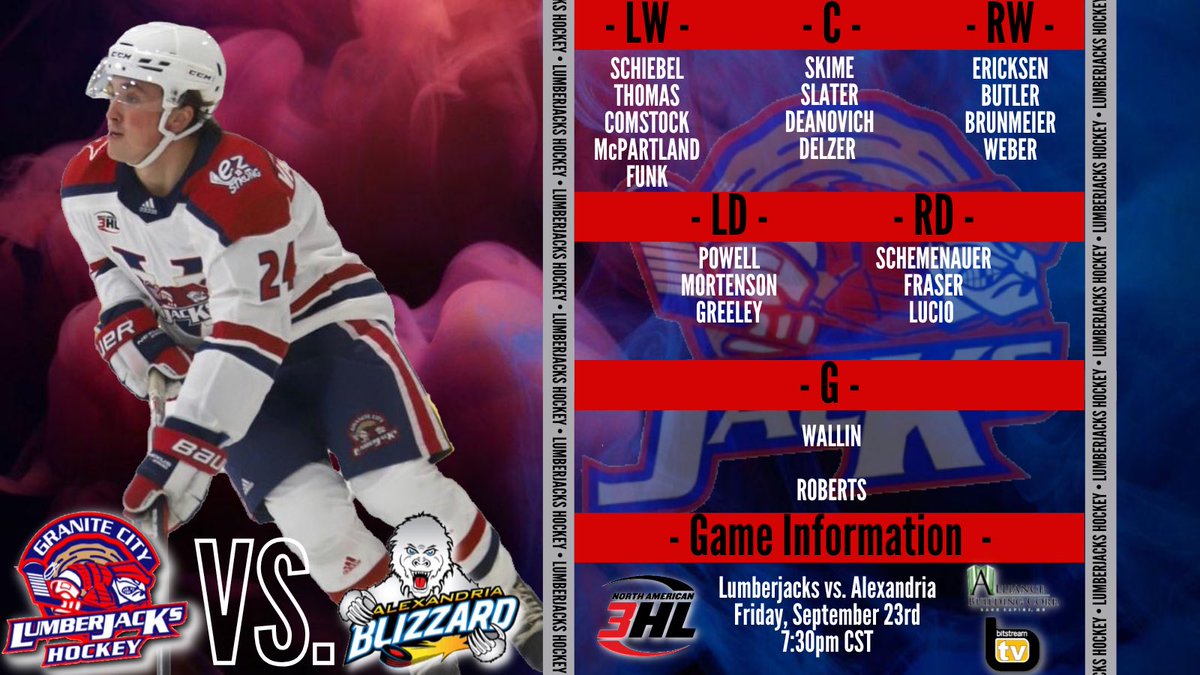 We have just under 2 hrs till puck drop in Sauk Rapids, MN! The Jacks will host the Alexandria Blizzard tonight.

After a dominating 1st game over the New Ulm Steel, the Jacks will look to repeat with a few more new faces in the lineup. Tune at 7:30pm on HockeyTV.